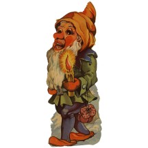 Extra Large Gnome with Candle Vintage Scrap ~ Germany